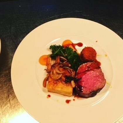 Beef Featherblade, Butternut Squash Puree, Westcountry Kale & Dauphinoise Potatoes