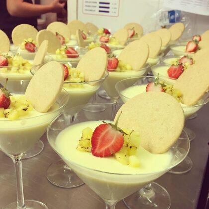 Lemon Posset, Charred Pineapple Salsa & Shortbread