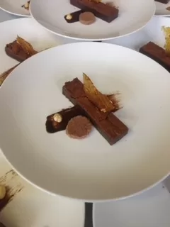 Salted Caramel Brownie, Hazlenut Crisp Chocolate Sauce