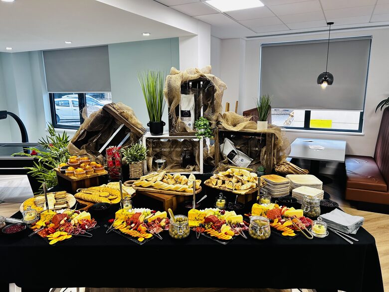 Buffet spread for corporate catering.