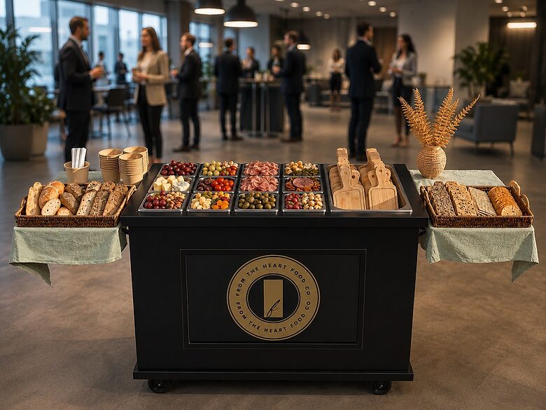 Luxury charcuterie cart hire for corporate events in Surrey and Hampshire by From The Heart Food Co